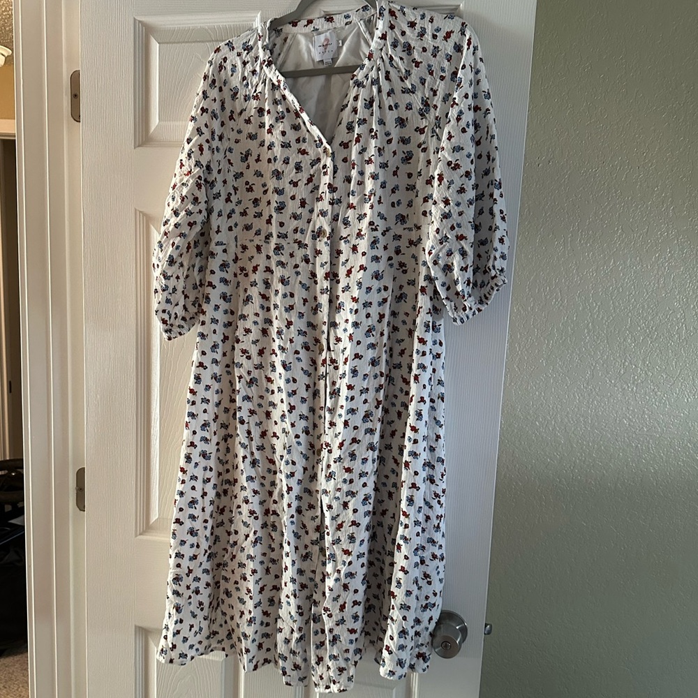 Hatch White Floral Midi Dress